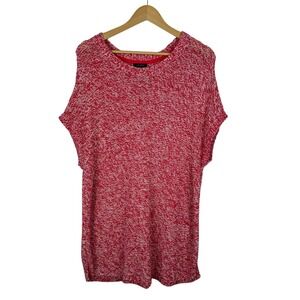 J Jill Wearever Collection Womens Red‎ Chunky Knit Sweater Sz L Short Sleeve